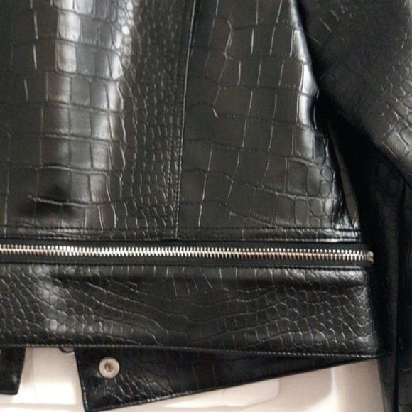 Croc Embossed Faux Leather Jacket Black NWT - Picture 7 of 7